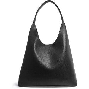 Women Black Imported PU Polyester Leather Hobo Soft Vegan Shoulder Tote Bags
